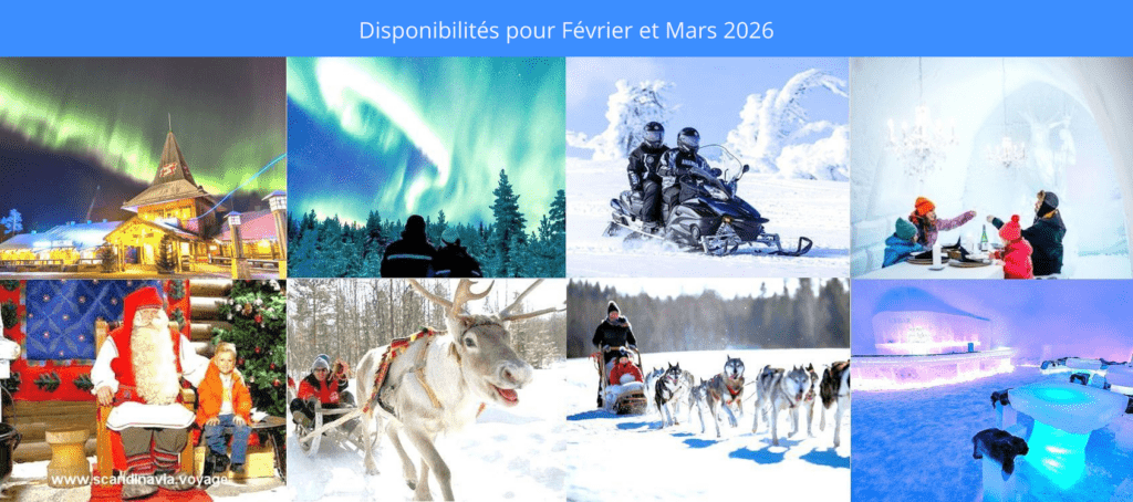Voyage Laponie père noël janvier 2026 février 2026 mars 2026 tout compris village officiel père noël hotel ou chalet prive